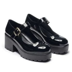 Black Chunky Platform Mary Jane Shoes<KOI footwear Clearance