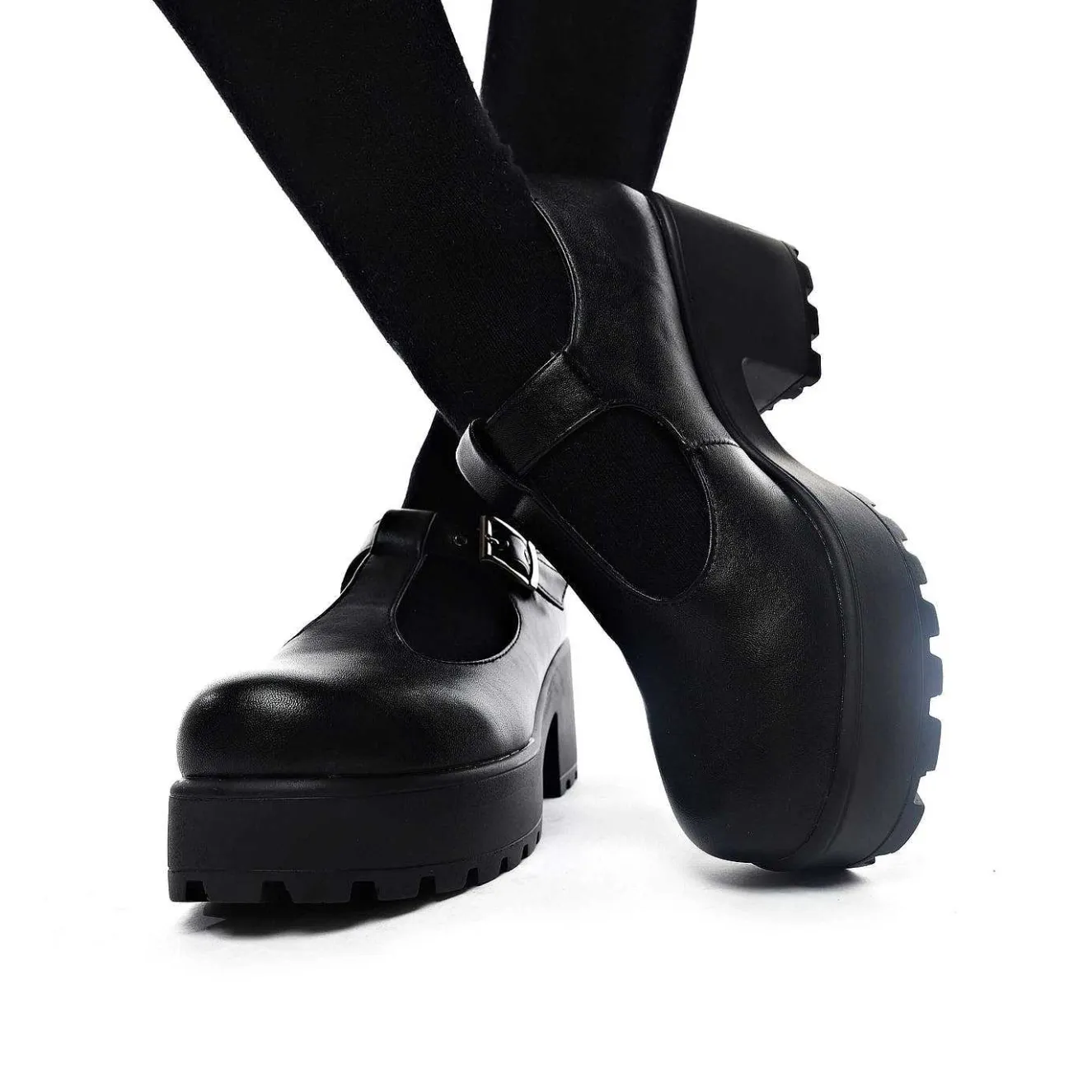 Black Chunky Platform Mary Jane Shoes<KOI footwear Online