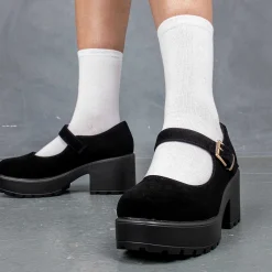 Black Chunky Platform Mary Jane Shoes<KOI footwear Outlet