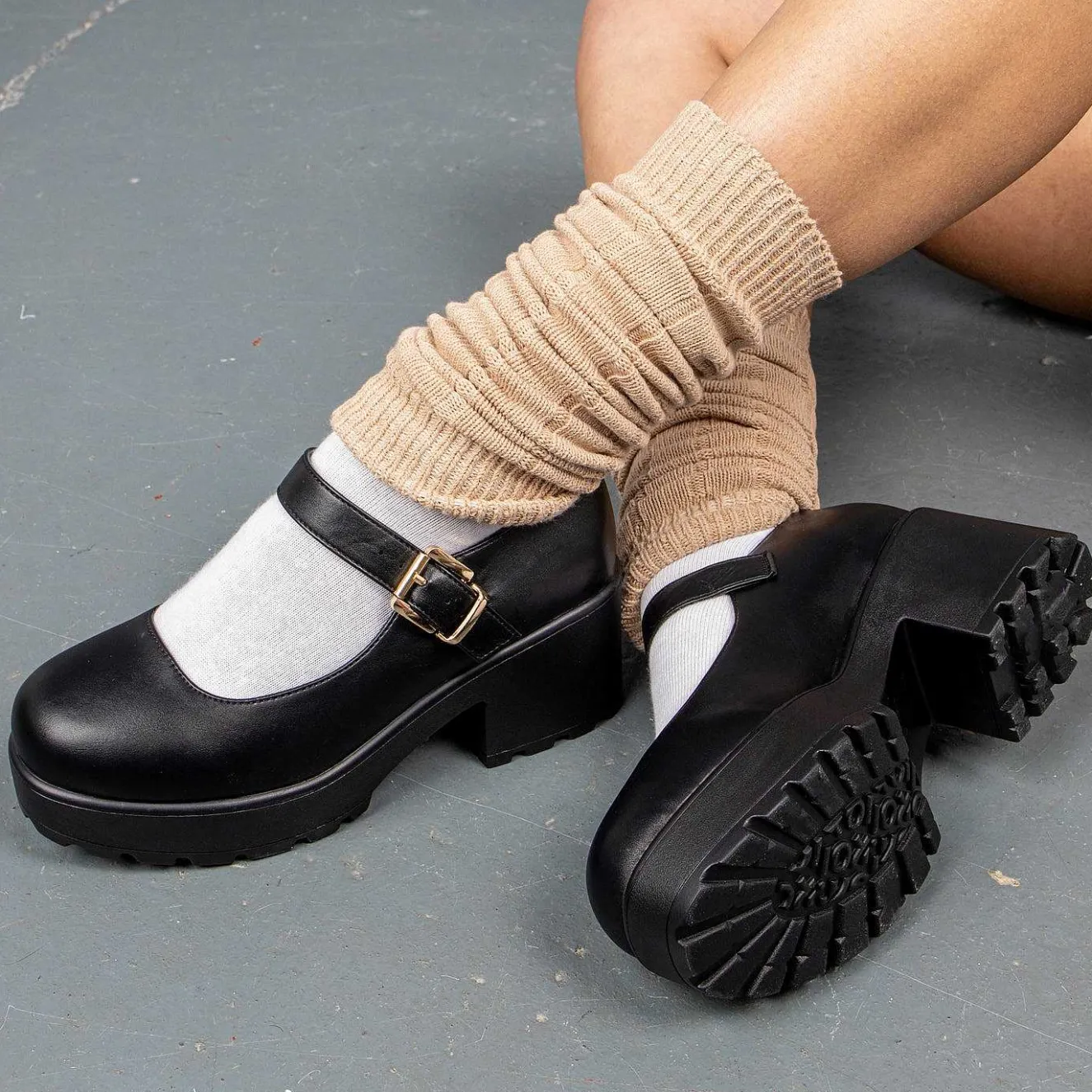 Black Chunky Platform Mary Jane Shoes<KOI footwear Sale