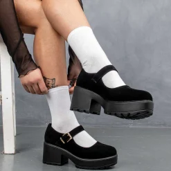 Black Chunky Platform Mary Jane Shoes<KOI footwear Outlet