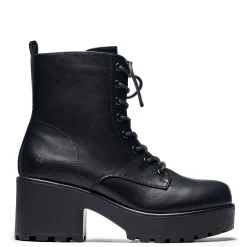 Black Leather Chunky Platform Military Boots In Size 10<KOI footwear Outlet