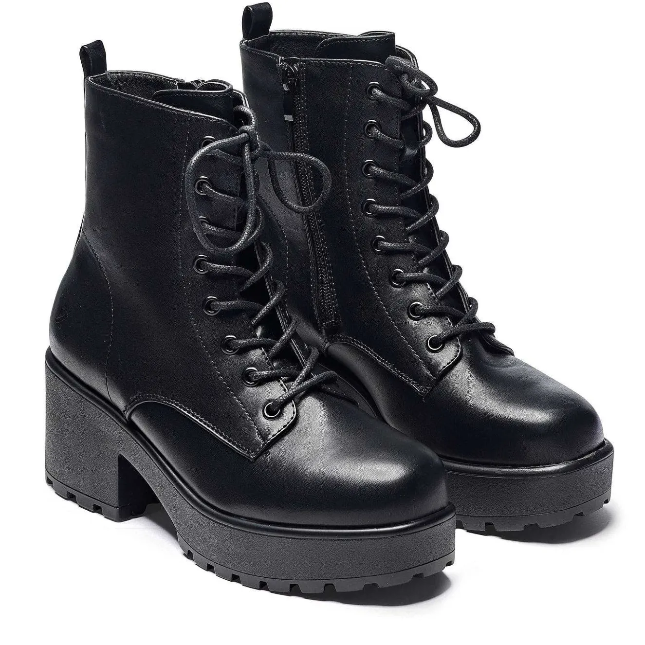Black Leather Chunky Platform Military Boots In Size 10<KOI footwear Outlet