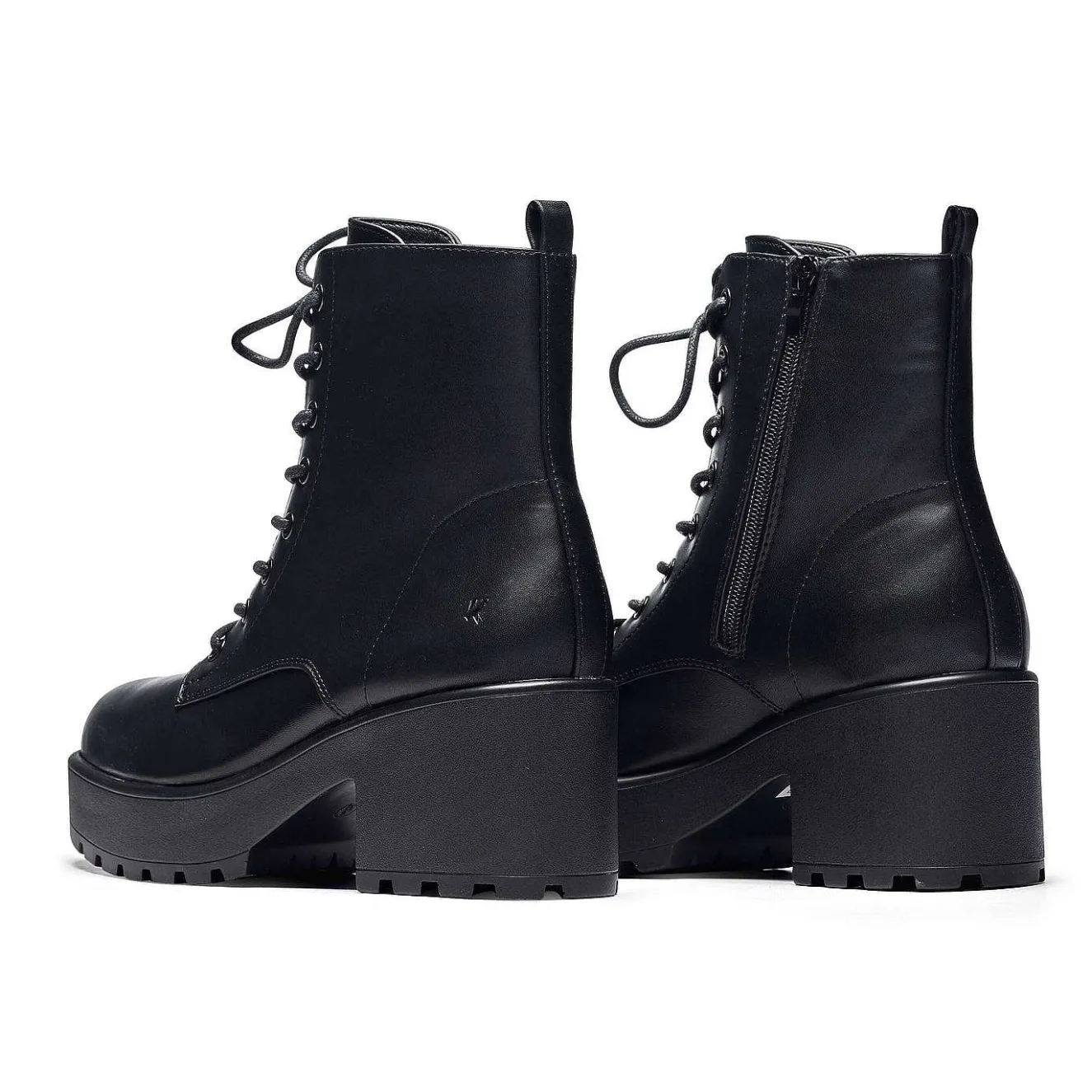 Black Leather Chunky Platform Military Boots In Size 10<KOI footwear New