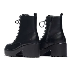 Black Leather Chunky Platform Military Boots In Size 10<KOI footwear Online