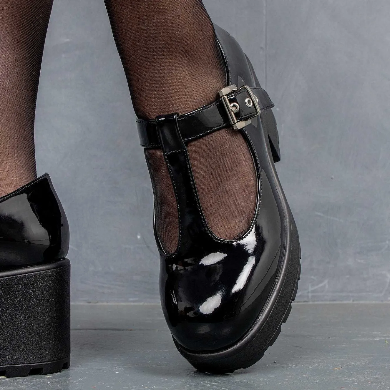 Black Patent Chunky Platform Mary Jane Shoes<KOI footwear Discount