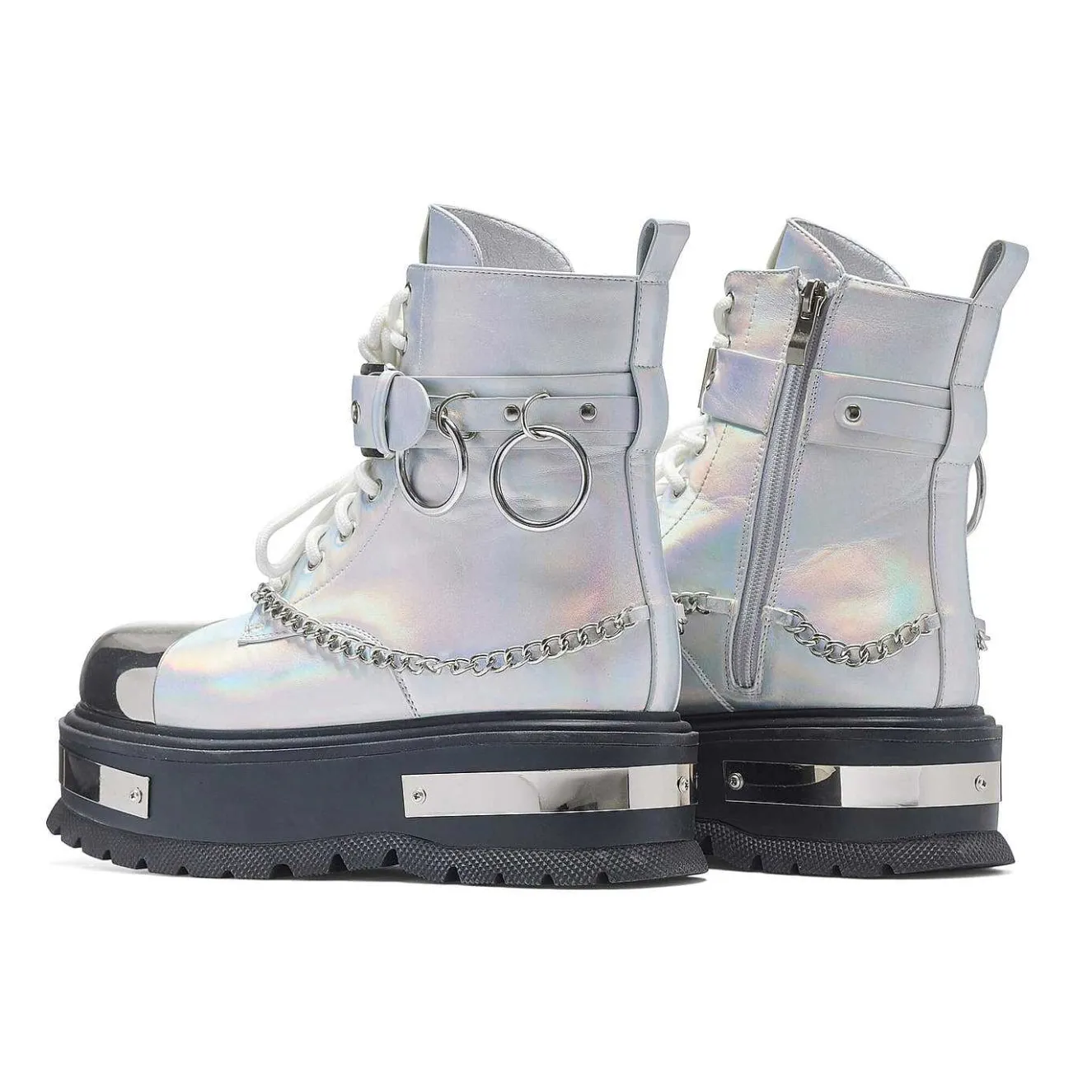 Borin Hardware Platform Boots - Silver Hologram<KOI footwear Hot