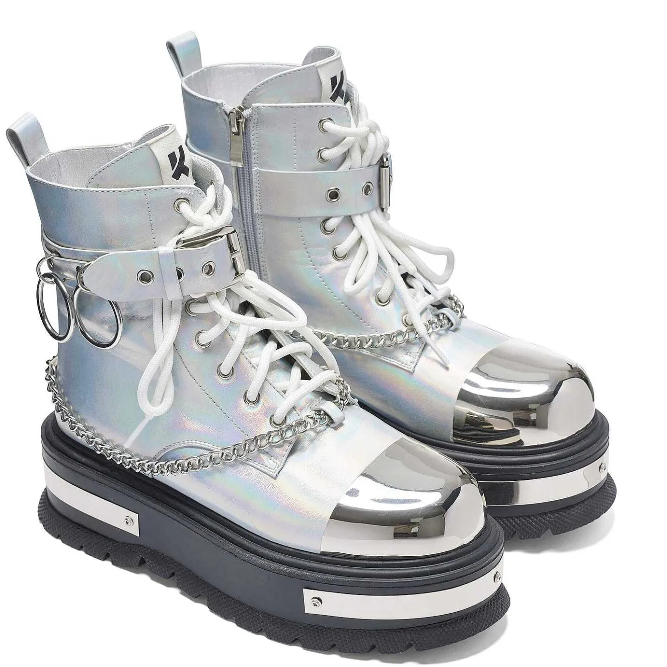 Borin Hardware Platform Boots - Silver Hologram<KOI footwear Hot