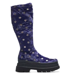Celestial Dusk Trident Velvet Long Boots - Spellbound Purple | Koi<KOI footwear New