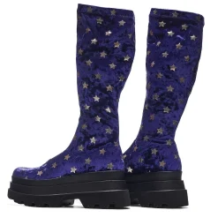 Celestial Dusk Trident Velvet Long Boots - Spellbound Purple | Koi<KOI footwear New