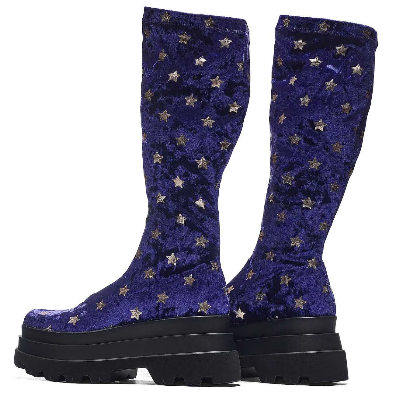 Celestial Dusk Trident Velvet Long Boots - Spellbound Purple | Koi<KOI footwear New