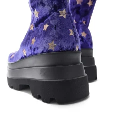 Celestial Dusk Trident Velvet Long Boots - Spellbound Purple | Koi<KOI footwear New