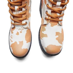 Clarabelle Brown Cow Print Switch Lace Up Boots<KOI footwear