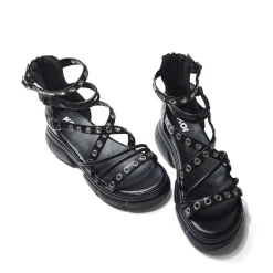 Dark Writings Strappy Chunky Sandals - Black<KOI footwear Sale