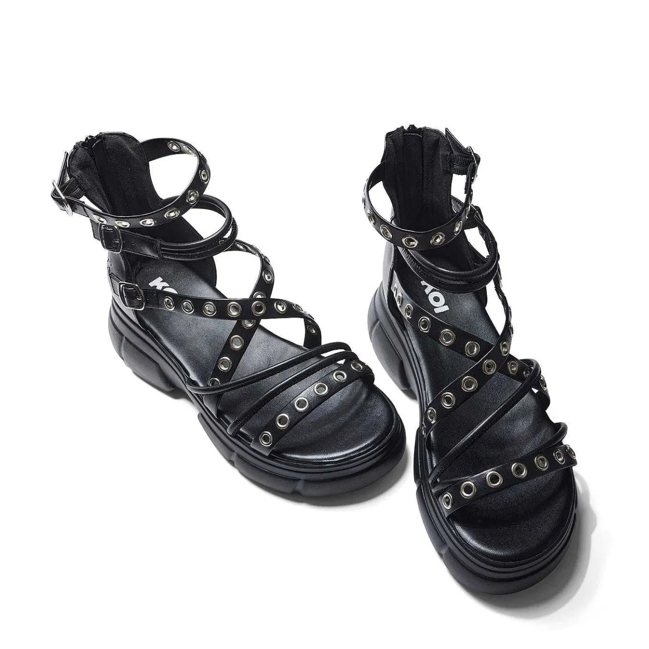 Dark Writings Strappy Chunky Sandals - Black<KOI footwear Sale