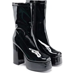 Delano Men'S Black Patent Platform Heeled Boots<KOI footwear