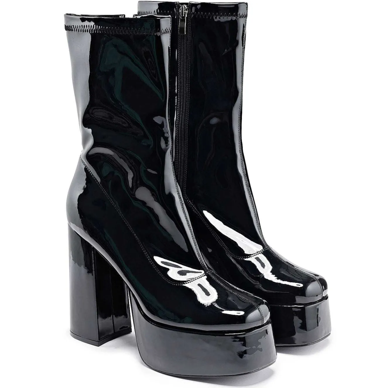 Delano Men'S Black Patent Platform Heeled Boots<KOI footwear