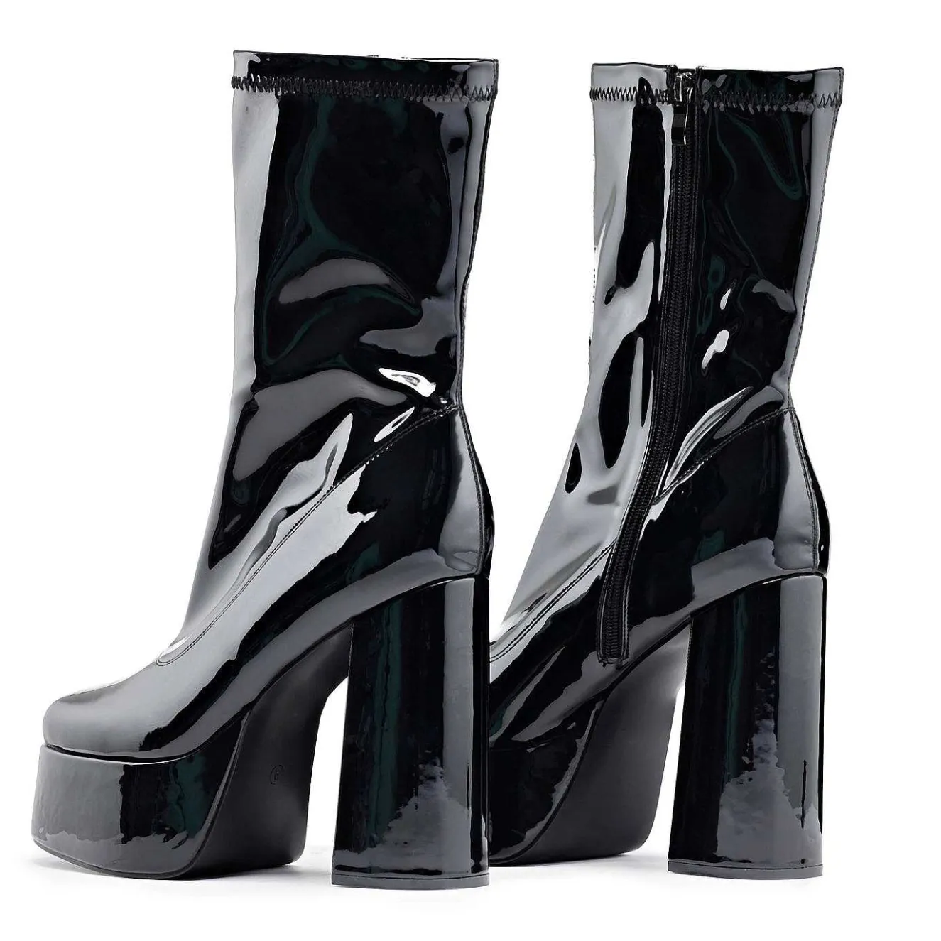 Delano Men'S Black Patent Platform Heeled Boots<KOI footwear