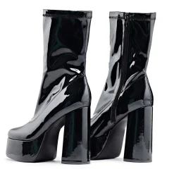 Delano Men'S Black Patent Platform Heeled Boots<KOI footwear Outlet