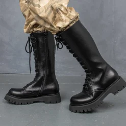 Deltora Black Lace Up Long Boots<KOI footwear