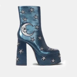Dreams Of Mooncraft Teal Heeled Boots<KOI footwear New