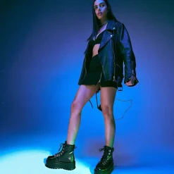 Hydra All Black Matrix Platform Boots<KOI footwear Hot
