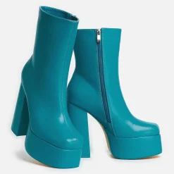 Lexus Steel Blue Platform Heeled Boots<KOI footwear Online
