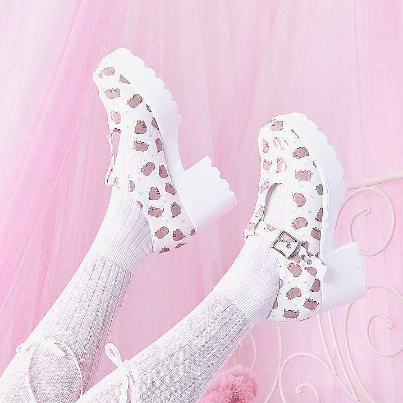 Sai White Mary Janes 'Pusheen Edition'<KOI footwear Best