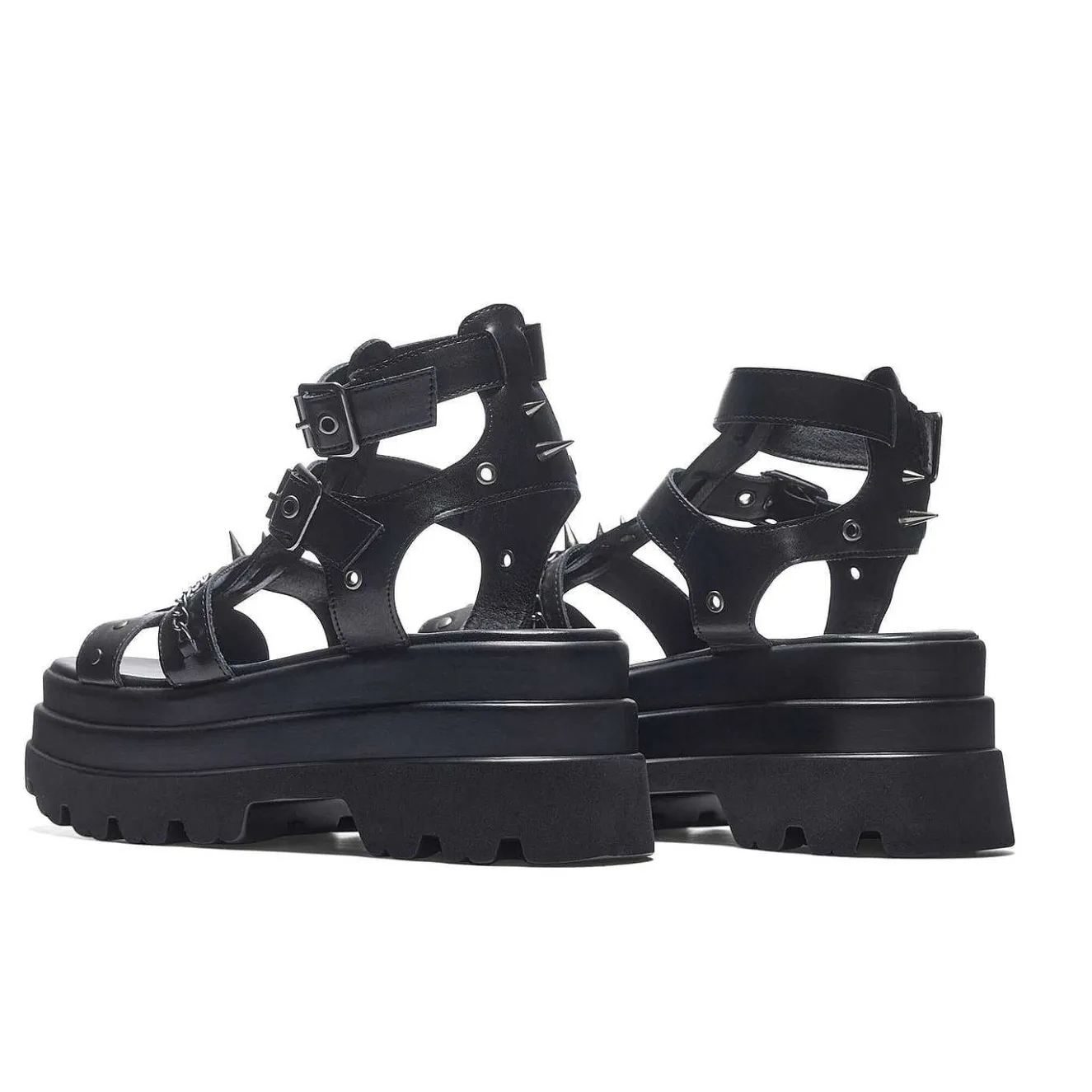 The Divine Destruction Spiked Chunky Sandals - Black<KOI footwear Sale