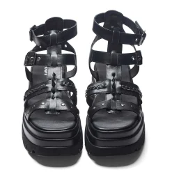 The Divine Destruction Spiked Chunky Sandals - Black<KOI footwear Sale