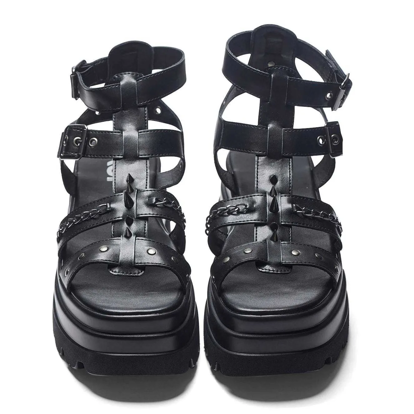 The Divine Destruction Spiked Chunky Sandals - Black<KOI footwear Sale