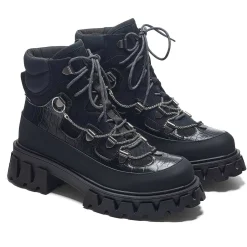 The Koi Reaper Men'S Hiking Boots - Ebony Croc<KOI footwear Sale
