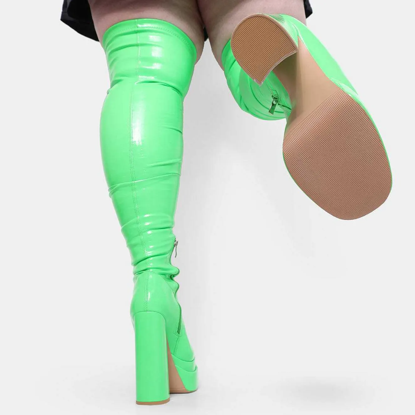 The Redemption Green Stretch Thigh High Boots<KOI footwear Discount