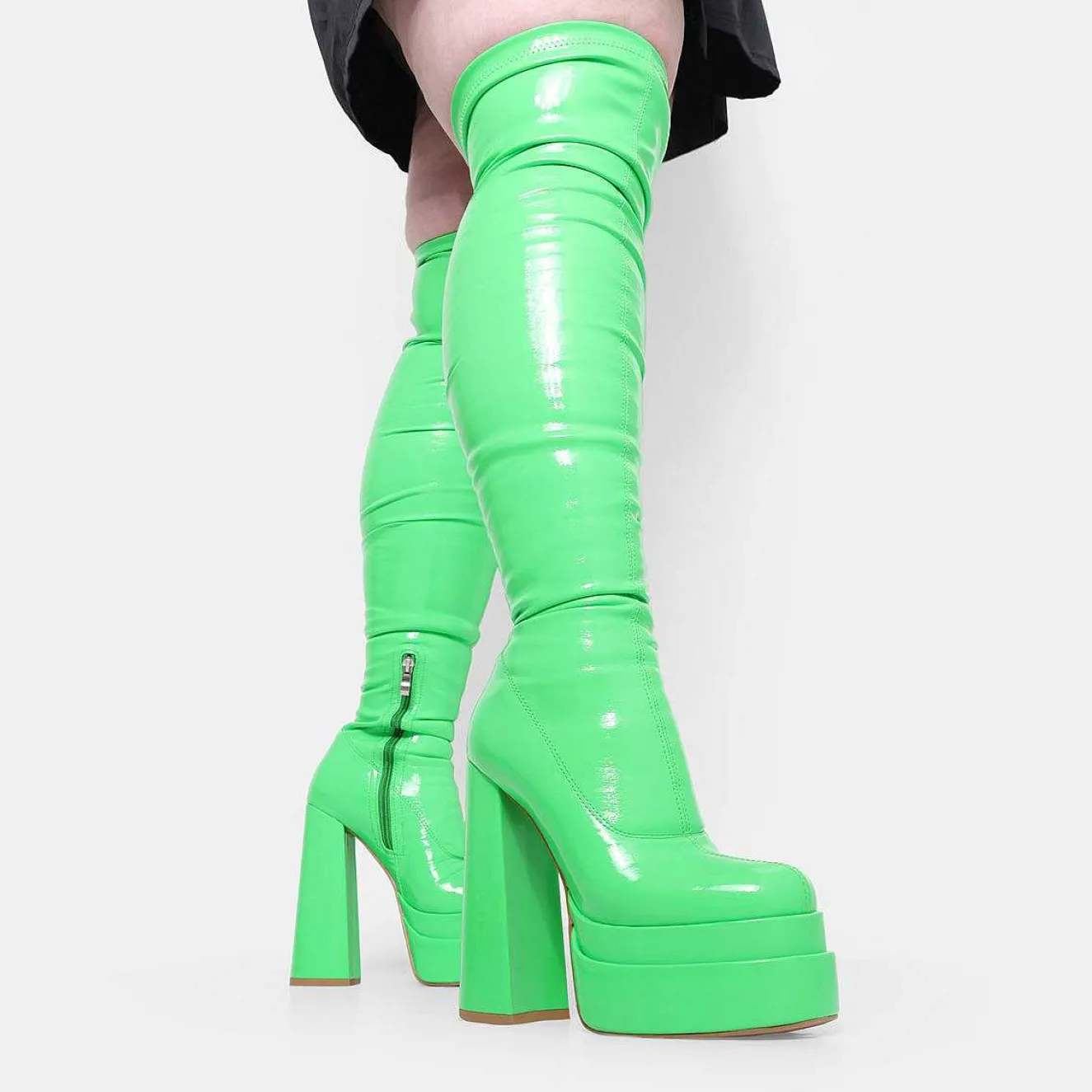 The Redemption Green Stretch Thigh High Boots<KOI footwear Discount
