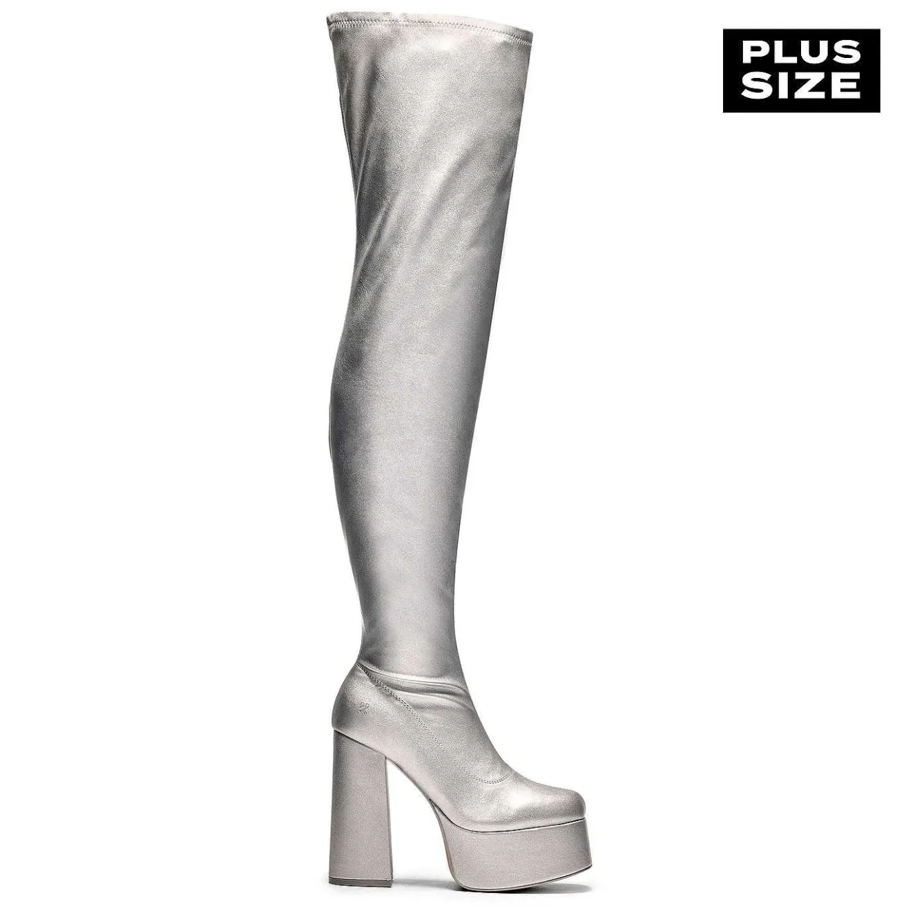 The Redemption Plus Size Thigh High Boots - Silver<KOI footwear Hot