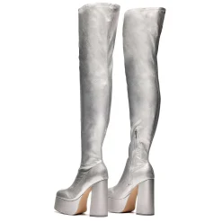 The Redemption Plus Size Thigh High Boots - Silver<KOI footwear Hot