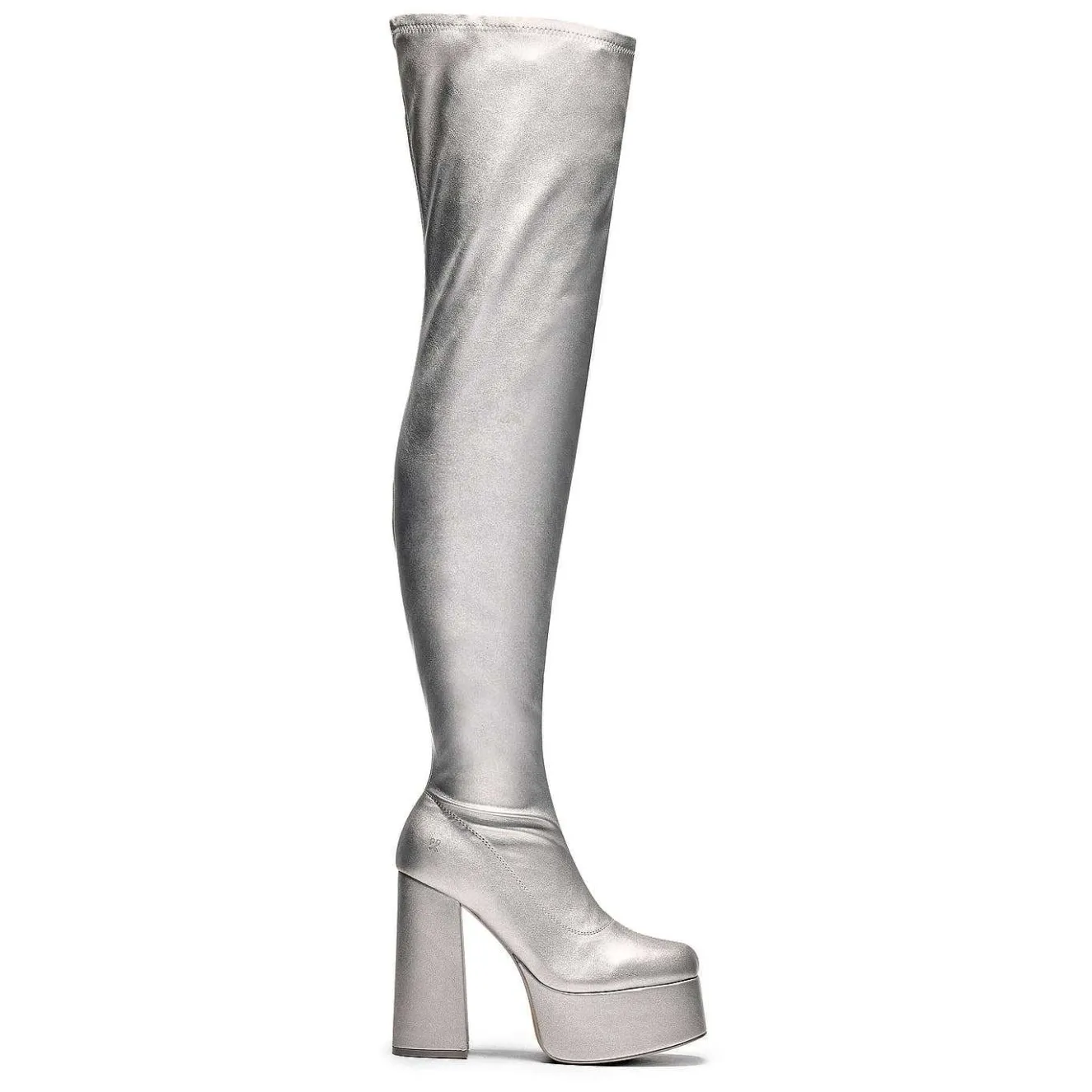 The Redemption Plus Size Thigh High Boots - Silver<KOI footwear