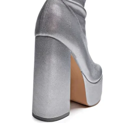 The Redemption Plus Size Thigh High Boots - Silver<KOI footwear