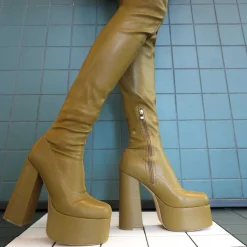 The Redemption Plus Size Thigh High Boots - Khaki<KOI footwear Discount