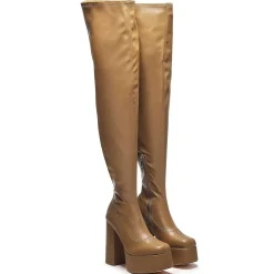 The Redemption Stretch Thigh High Boots - Khaki<KOI footwear Online