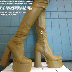 The Redemption Stretch Thigh High Boots - Khaki<KOI footwear New