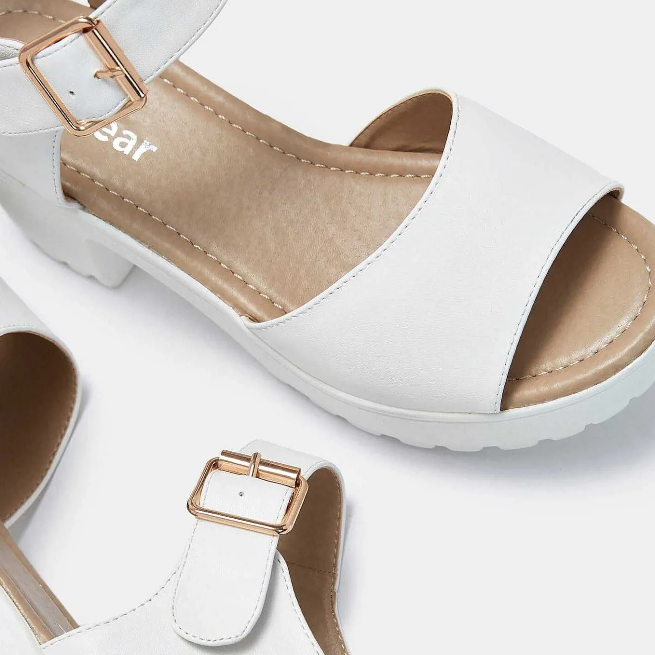 White Ankle Strap Chunky Platform Cleated Sandals<KOI footwear Hot