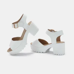 White Ankle Strap Chunky Platform Cleated Sandals<KOI footwear Hot