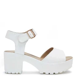 White Ankle Strap Chunky Platform Cleated Sandals<KOI footwear Hot