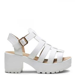 White Chunky Platform Cleated Strappy Sandals<KOI footwear New